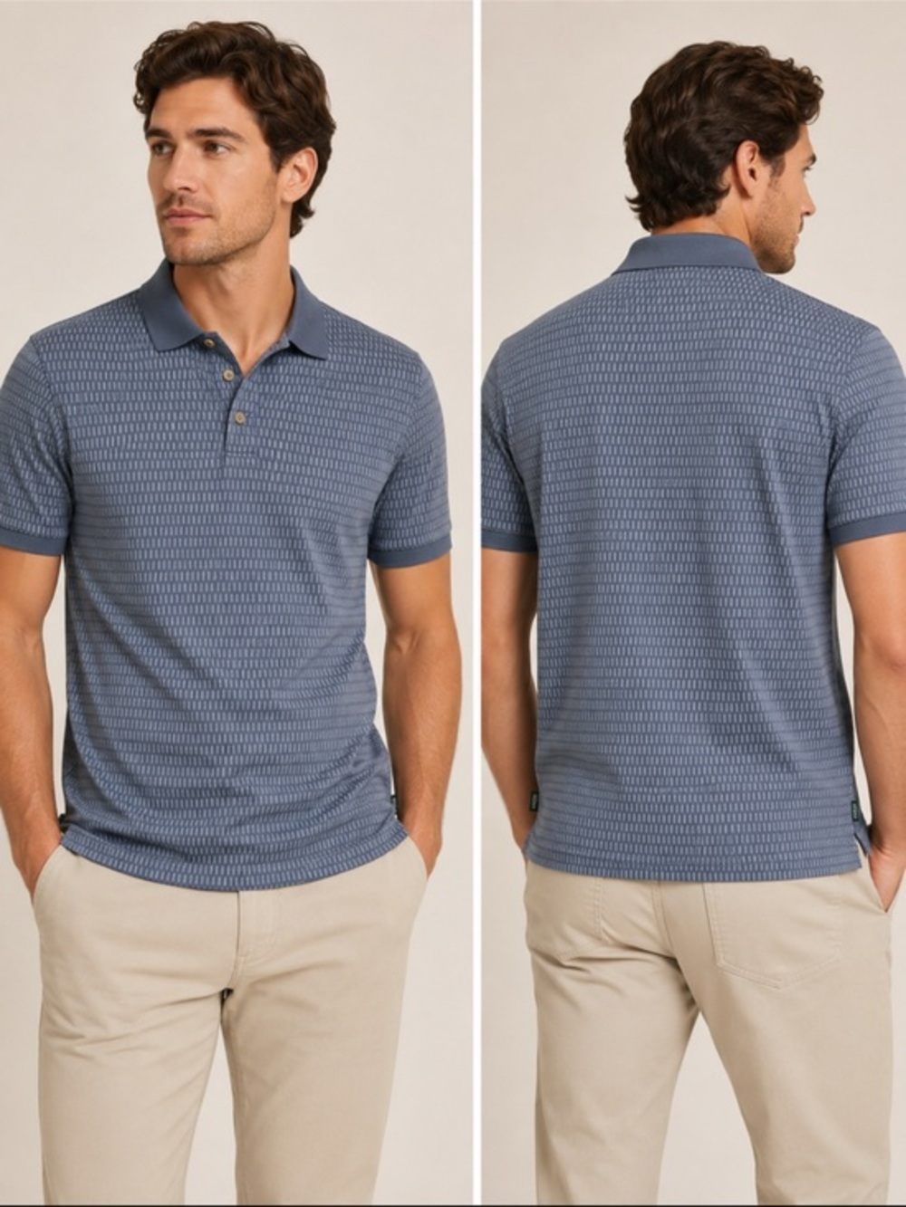 Hugo Boss Golf Men’s Blue Striped Cotton Polo Shirt Size Large